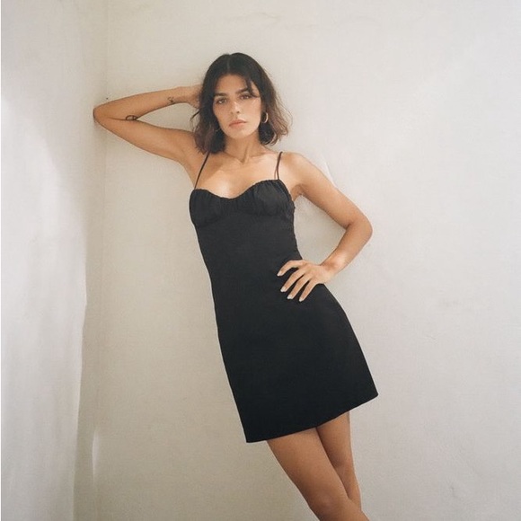 Zara nwt drapped boycon mini party coctail little black dress - Picture 2 of 5